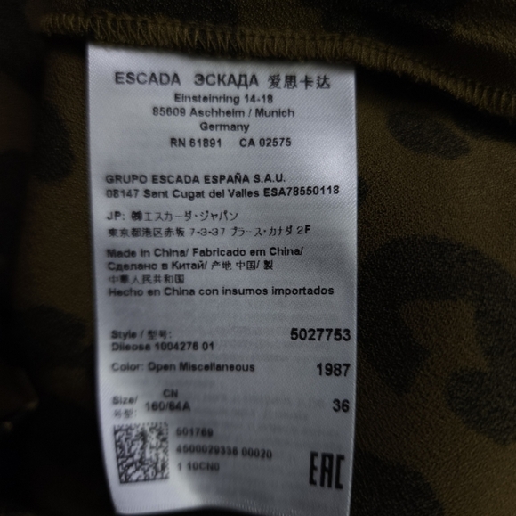 New Escada Olive Black Dress Sz 36 - Picture 3 of 16